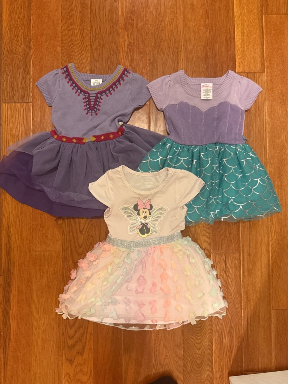 2T Disney Minnie, Little Mermaid, Wish princess dresses set
